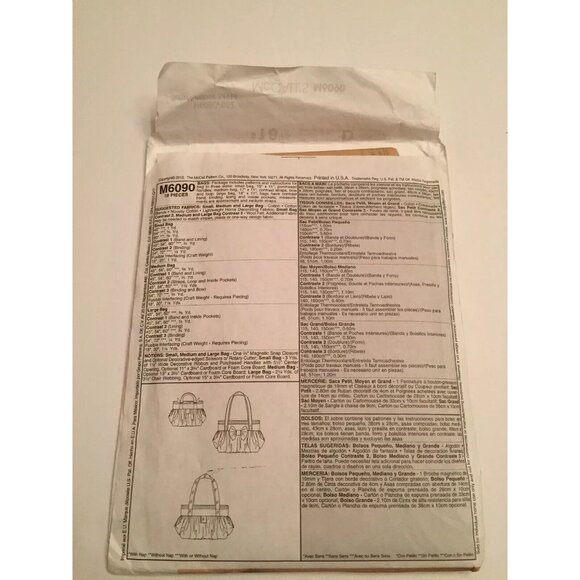 McCall's M6090 Artful Offerings Karina Hittle Handbag Purse Bag Pocketbook Uncut - Picture 4 of 4